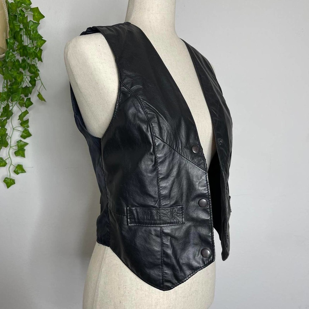 Vintage Black Leather Vest by Gino di Giorgio